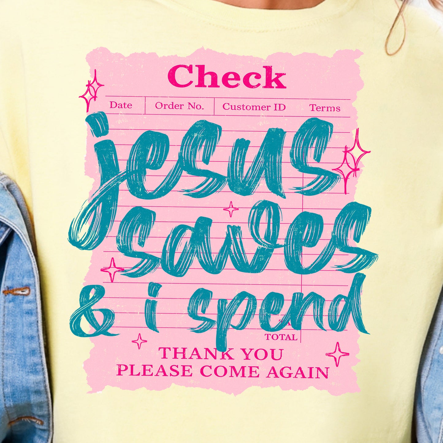Jesus Saves and I Spend- Full Color DTF Transfer