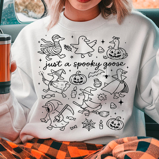 Just a Spooky Goose- Single Color (black)- 11.5” wide Single Color Transfer