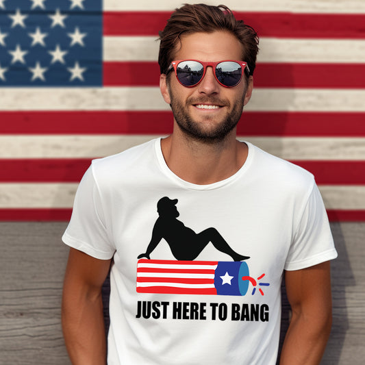 Just Here to Bang *full color matte clear film*- 11.5" wide Plastisol Screen Print Transfer