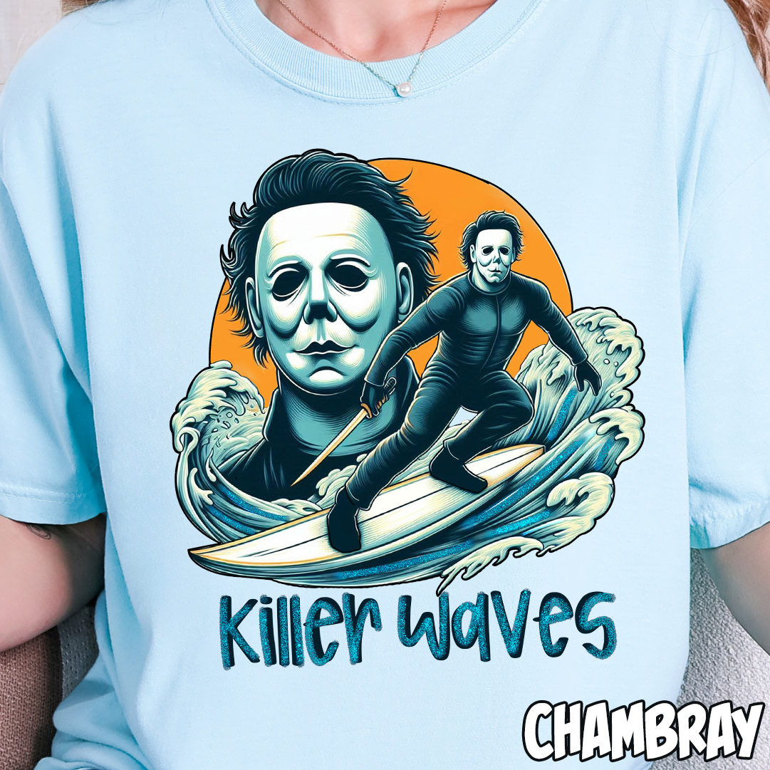 Killer Waves Faux Glitter- Full Color DTF Transfer