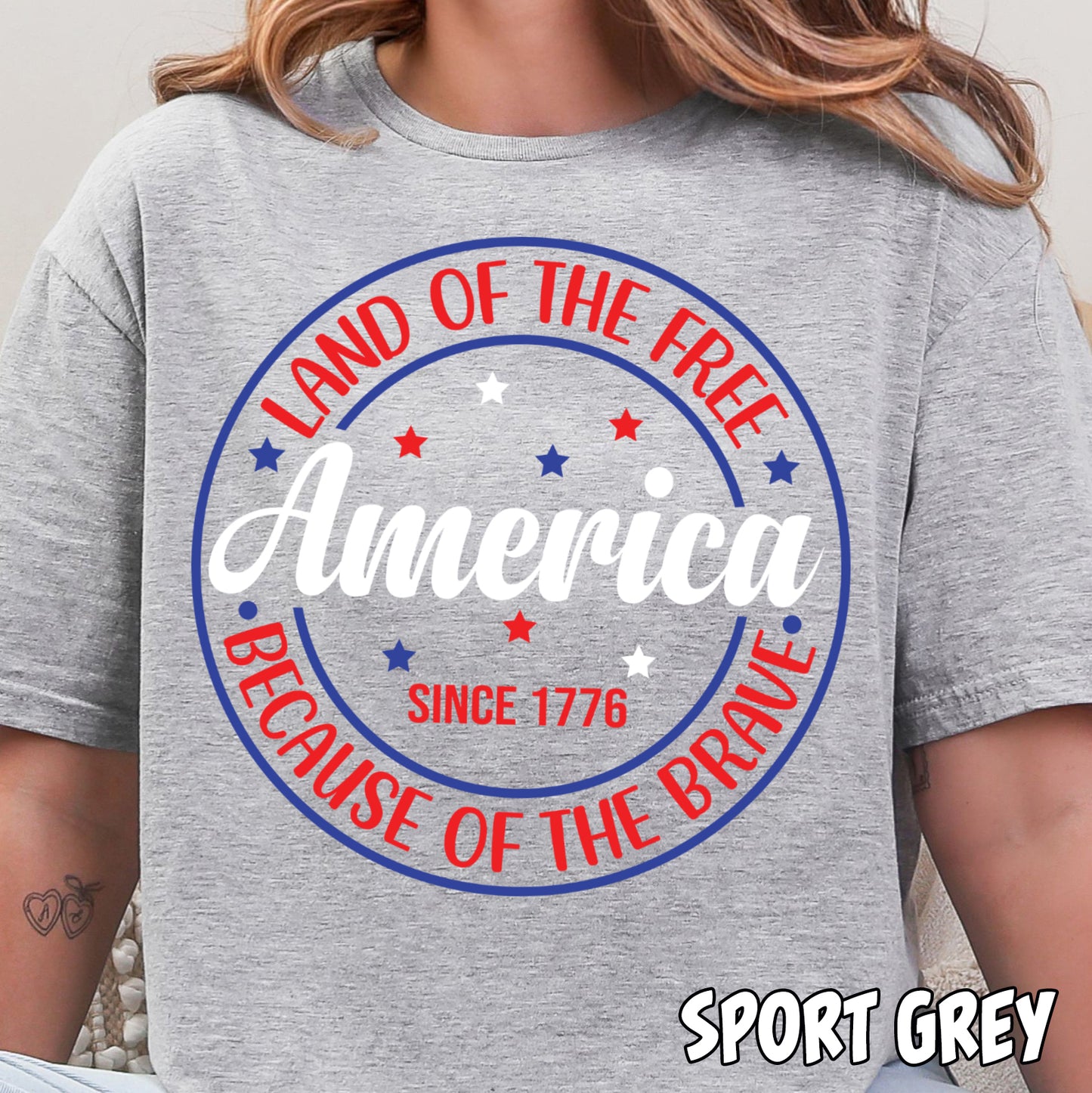 Land of the Free Because of the Brave- Full Color DTF Transfer
