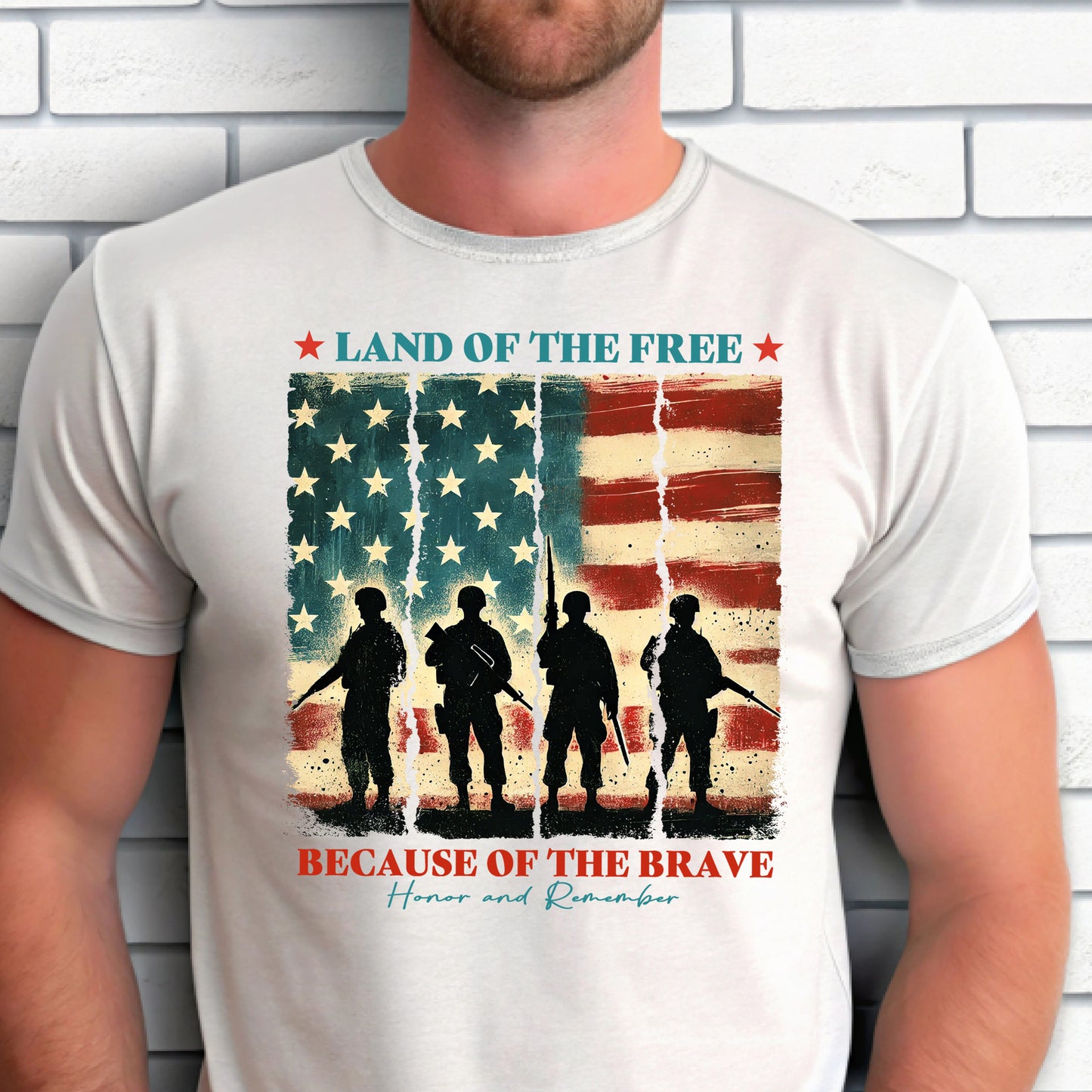 Land of the Free Because of the Brave- 11" wide DTF Transfer