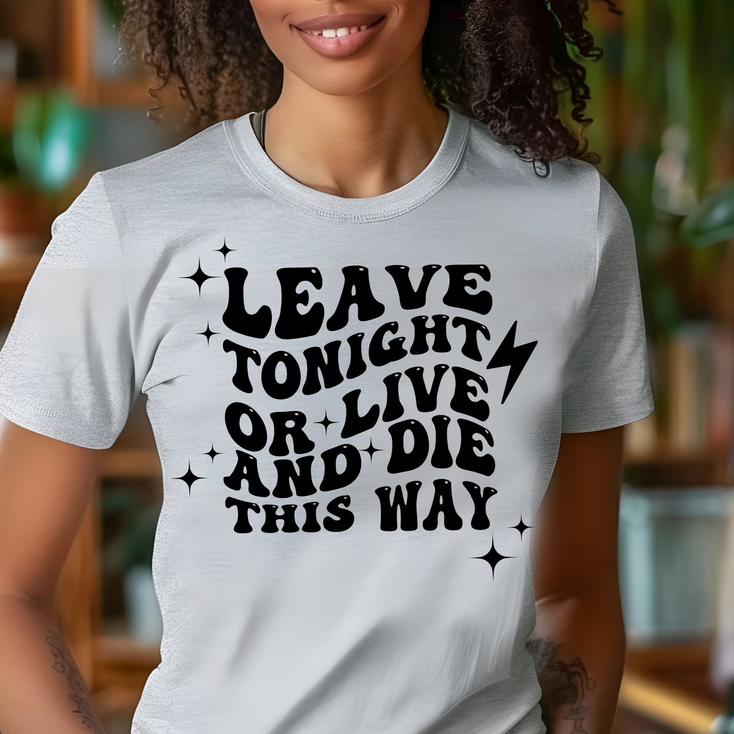 Leave Tonight or Live and Die This Way- Fast Car- Single Color (black)- 11.5" wide Plastisol Screen Print Transfer