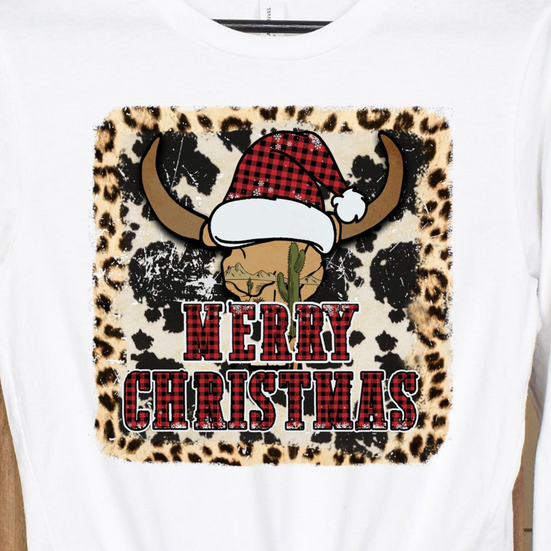Western Merry Christmas *full color matte clear film*- 11.5" wide Plastisol Screen Print Transfer