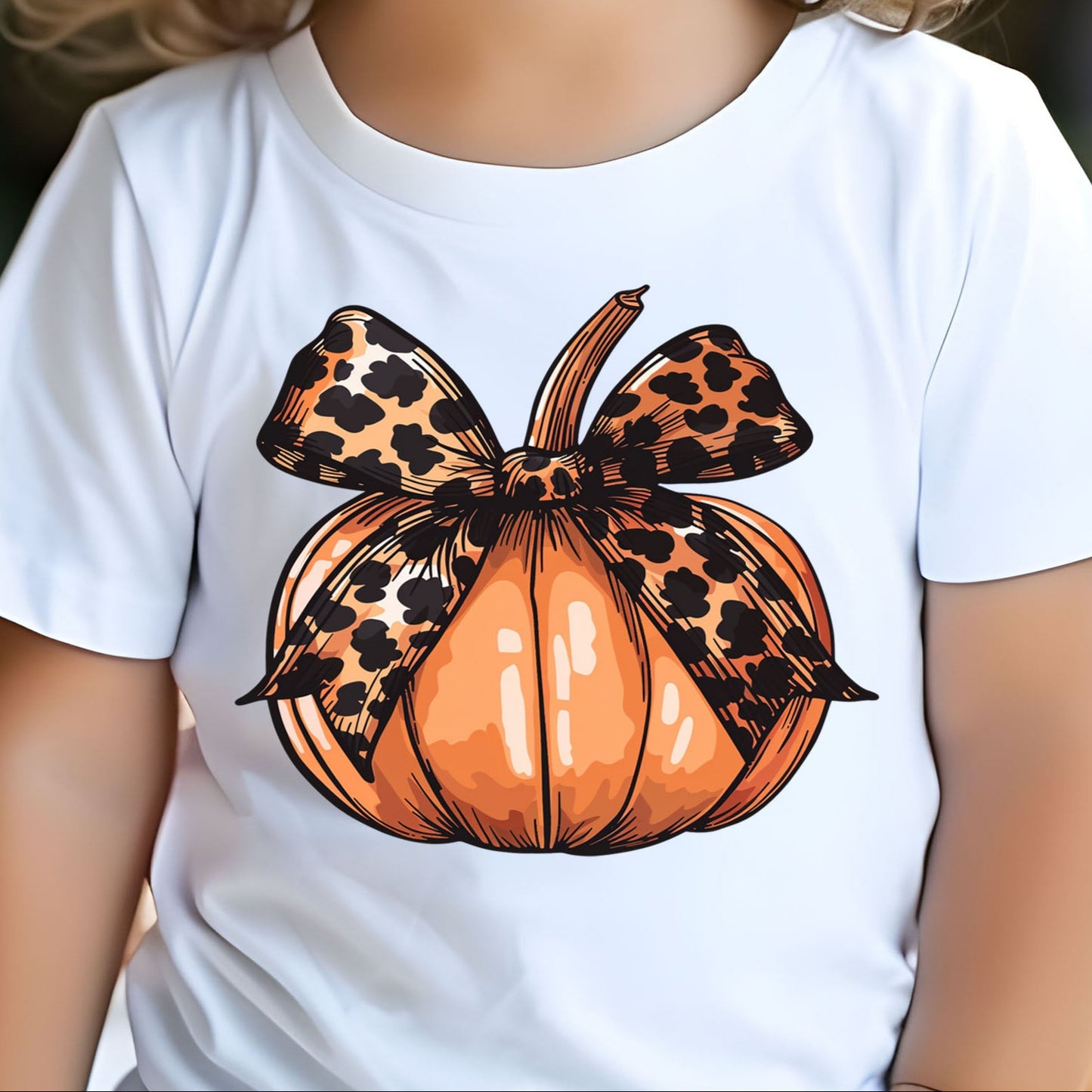 Leopard Pumpkin (toddler)-full color matte clear film- 7" wide Plastisol Screen Print Transfer