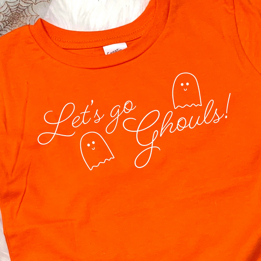 Let's Go Ghouls (Toddler)- Single Color (white)- 6" wide Plastisol Screen Print Transfer