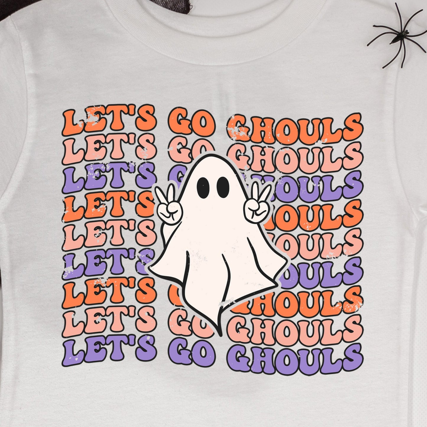 Let's Go Ghouls-Distressed (Youth) *full color matte clear film*- 8.5" wide Plastisol Screen Print Transfer