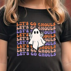 Let's Go Ghouls-Distressed (Toddler) *full color matte clear film*- 6" wide Plastisol Screen Print Transfer