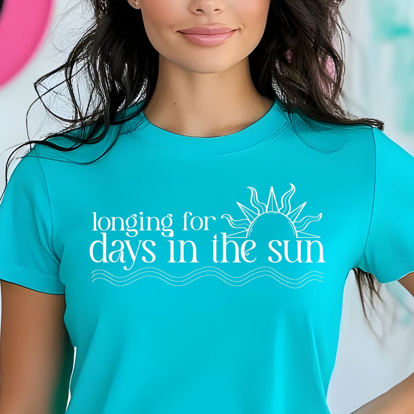 Longing for Days in the Sun- Single Color (white)- 11.5" wide Plastisol Screen Print Transfer