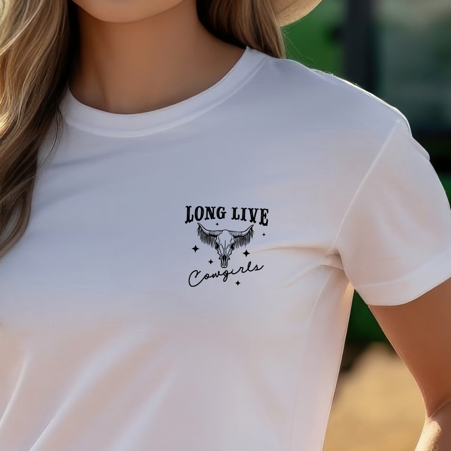 Long Live Cowgirls (Pocket/Koozie)- Single Color (black)- 3" wide Plastisol Screen Print Transfer