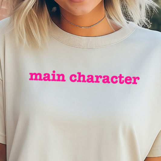 Main Character- Single Color (bright pink)- 11.5" wide Plastisol Screen Print Transfer