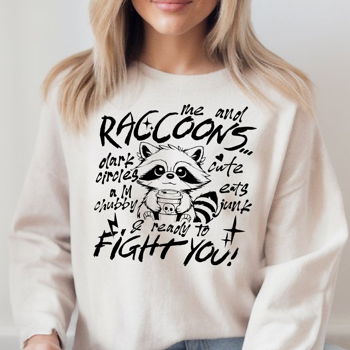Me and Raccoons- Single Color (black)- 11.5" wide Plastisol Screen Print Transfer