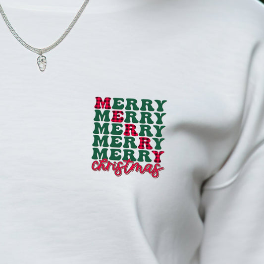 Merry Merry Merry Christmas (pocket/koozie) *full color matte clear film*- 3" wide Plastisol Screen Print Transfer