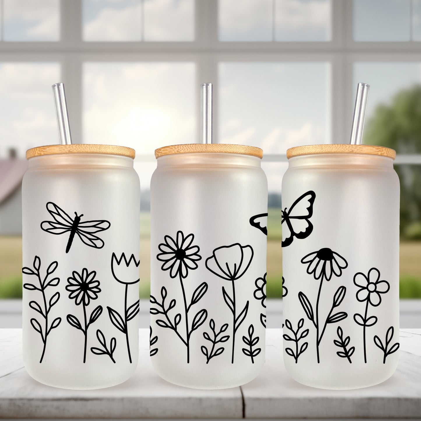 Floral Minimalist UV DTF- 16oz Cup Wrap