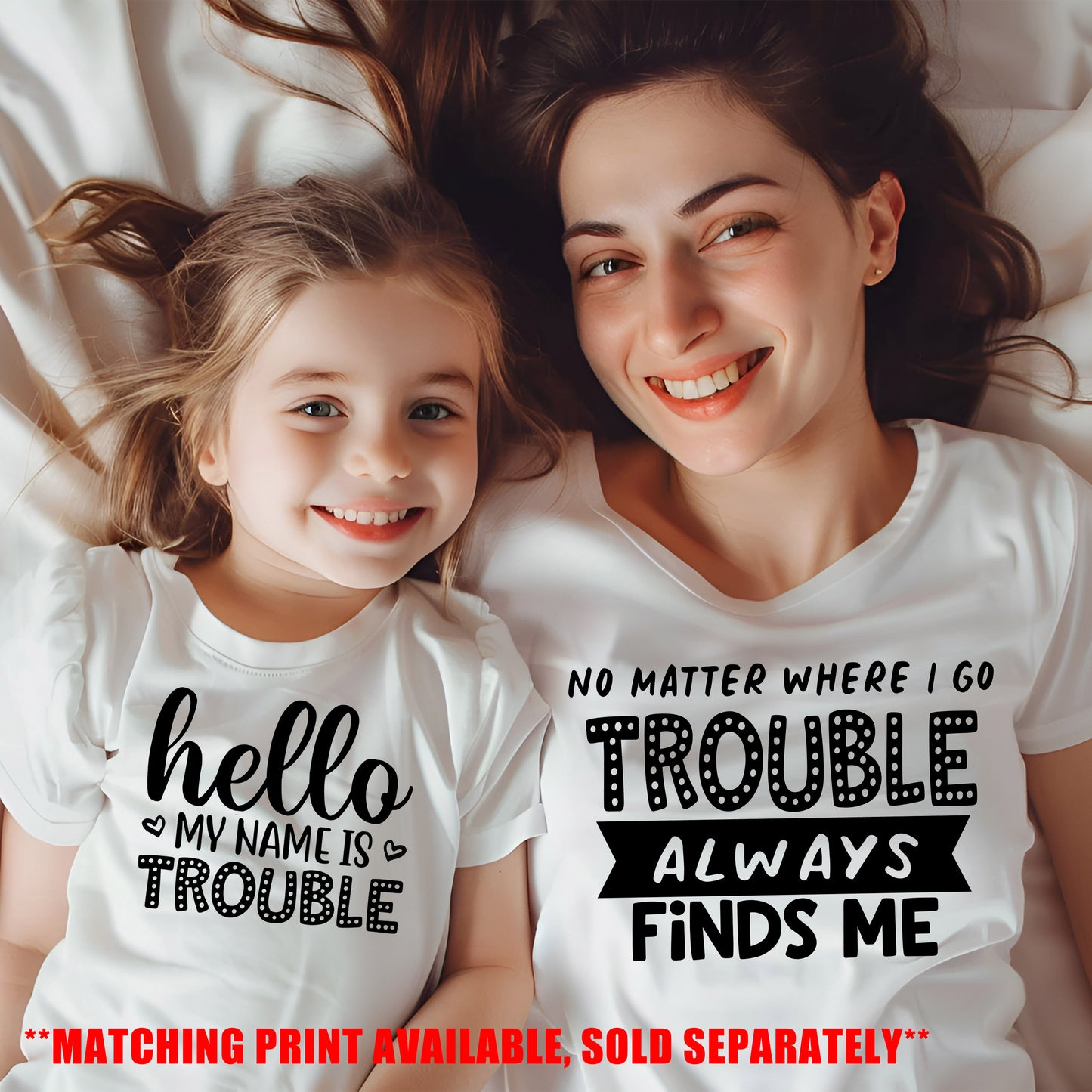 Hello My Name is Trouble (toddler)- Single Color (black)- 7" wide Screen Print Transfer