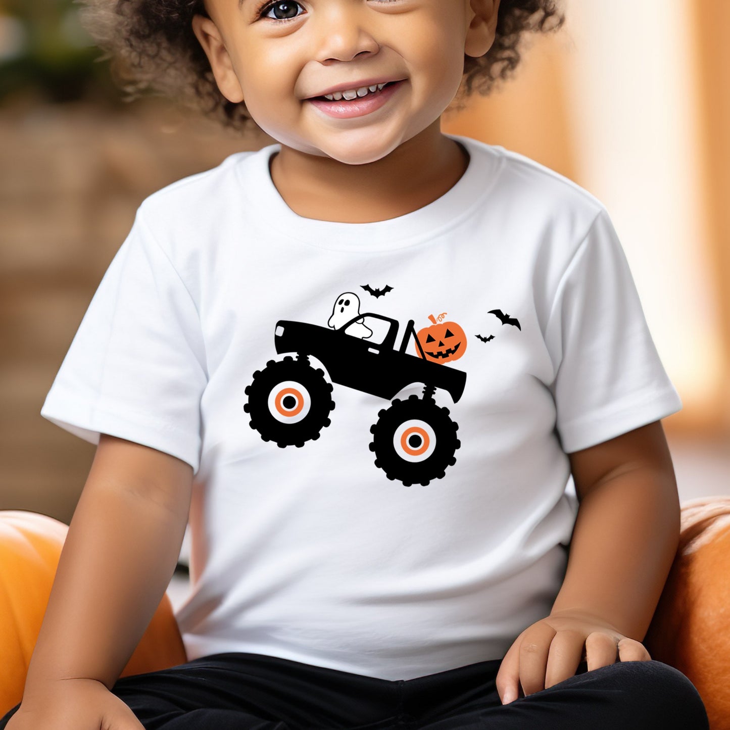 Monster Truck Halloween (Toddler) *full color matte clear film*- 7" wide Plastisol Screen Print Transfer