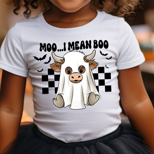 Moo….I Mean Boo (toddler)- 7" wide DTF Transfer
