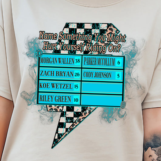 Name Something You Might Hurt Yourself Riding On- *full color matte clear film*- 11.5" wide Plastisol Screen Print Transfer