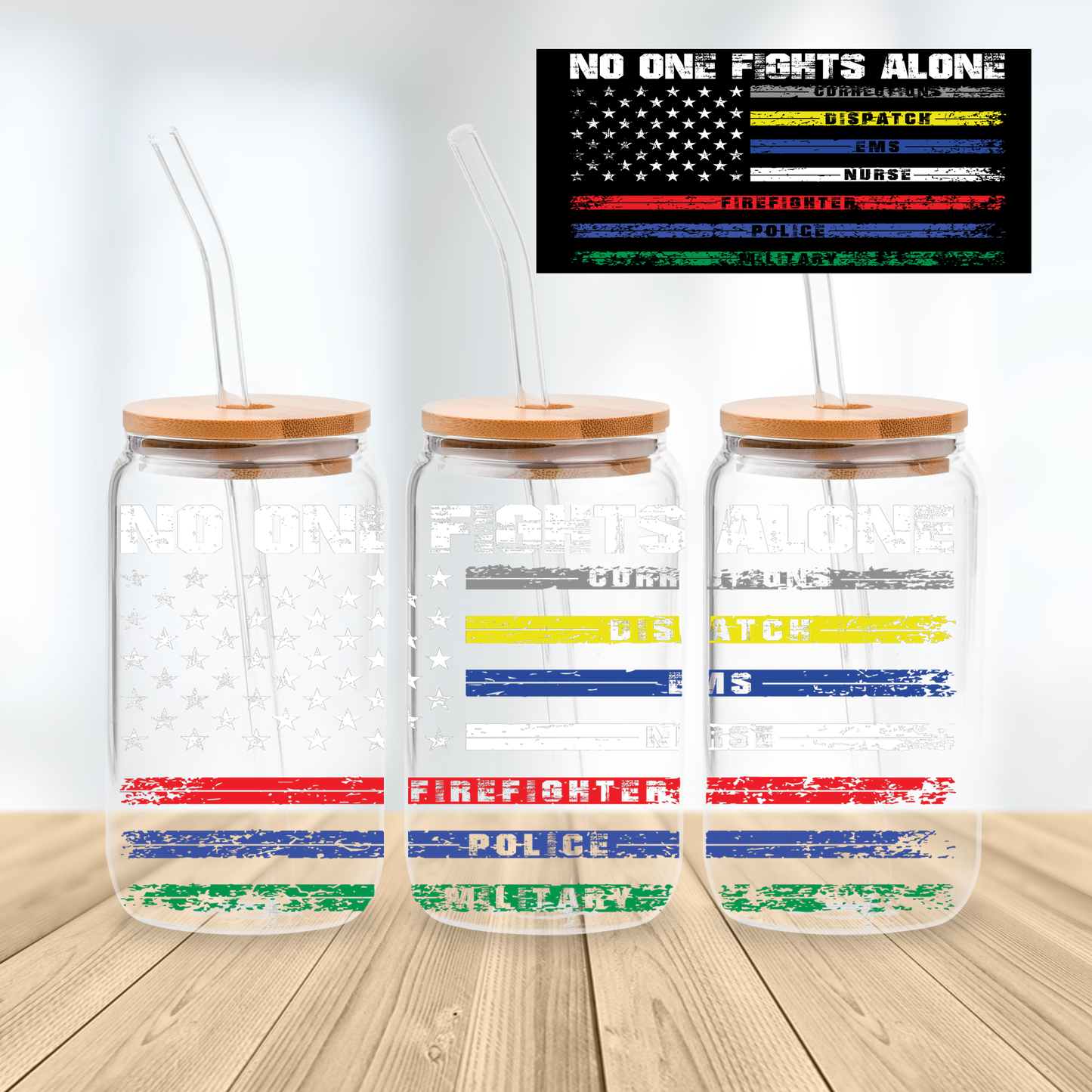No One Fights Alones UV DTF- 16oz Cup Wrap