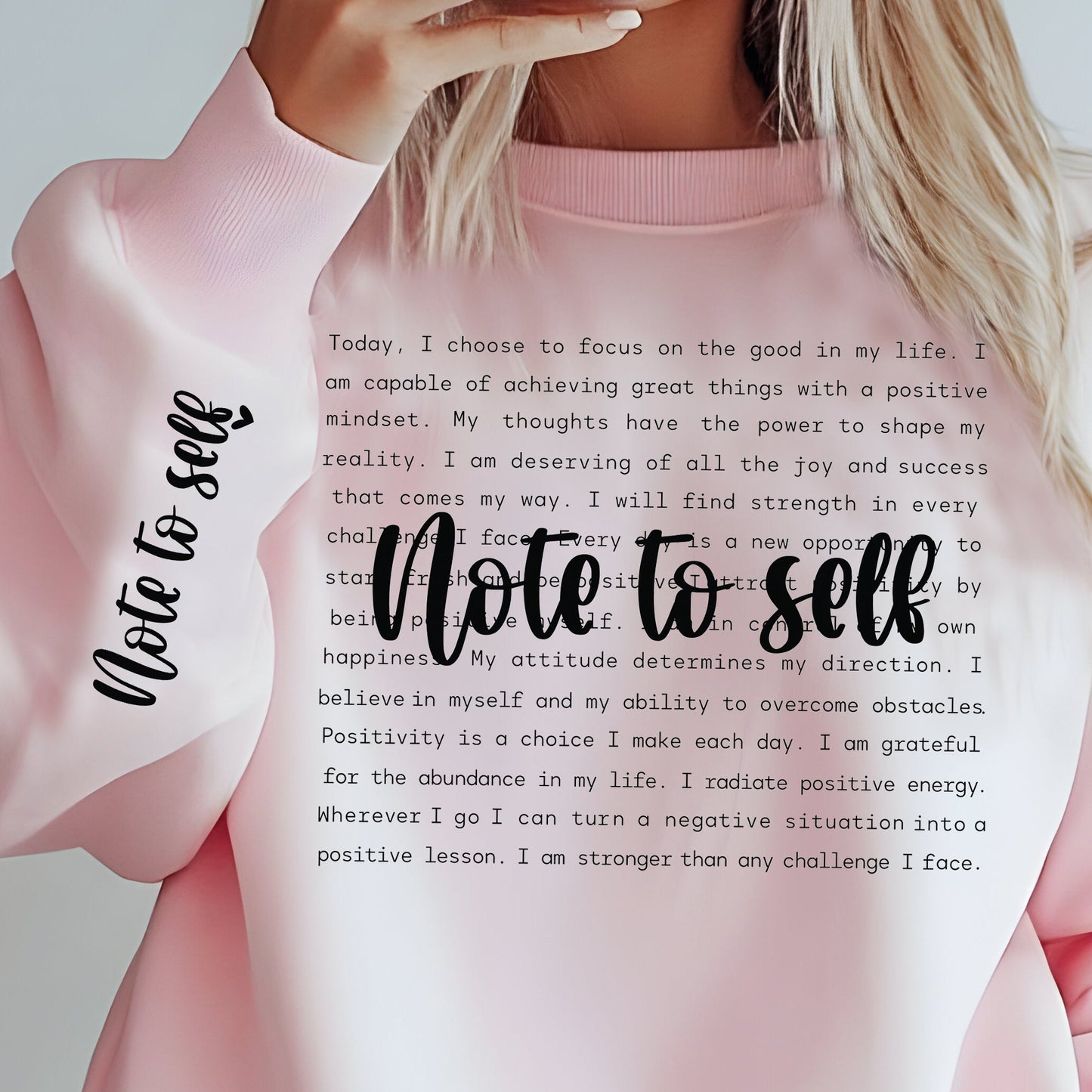 Note to Self WITH Sleeve Print- Single Color (black)- 11.5" wide Plastisol Screen Print Transfer