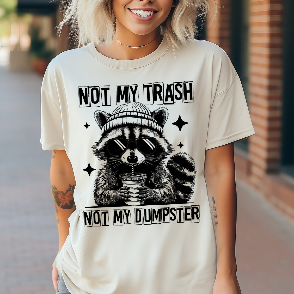 Not My Trash, Not My Dumpster- Single Color (black)- 11.5" wide Plastisol Screen Print Transfer