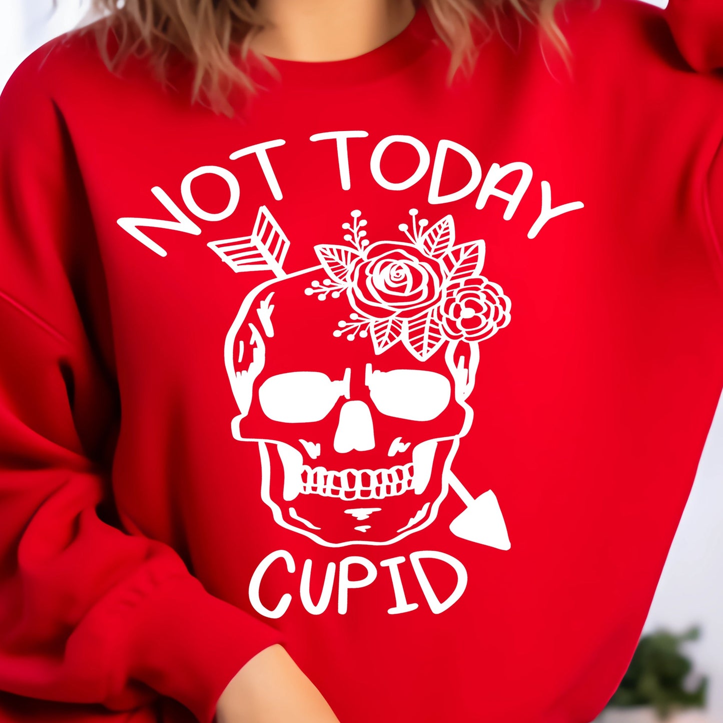 Not Today Cupid- Single Color (white)- 11.5" wide Plastisol Screen Print Transfer