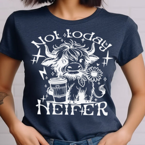 Not Today Heifer- Single Color (white)- 11.5" wide Plastisol Screen Print Transfer