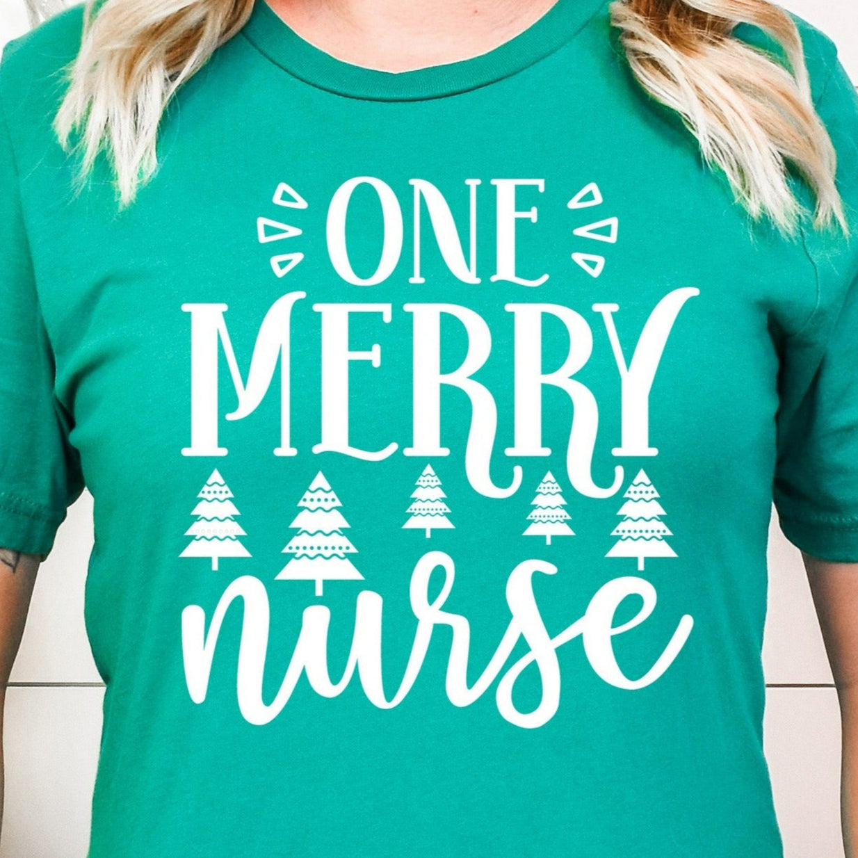 One Merry Nurse- Single Color (white)- 11" wide Plastisol Screen Print Transfer