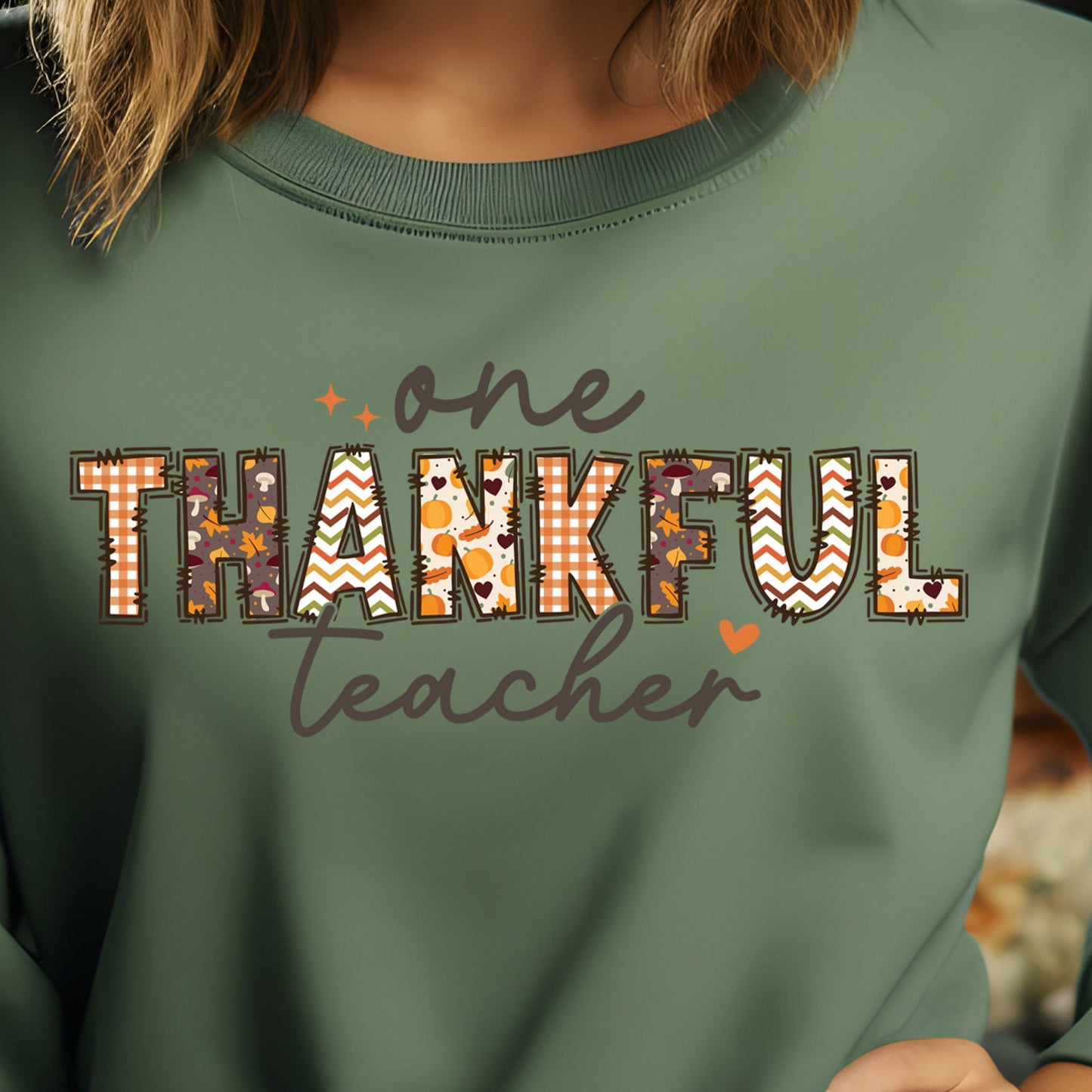 One Thankful Teacher *full color matte clear film*- 11.5" wide Plastisol Screen Print Transfer