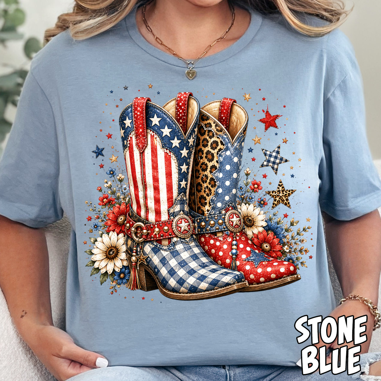 Patriotic Cowgirl Boots- Full Color DTF Transfer
