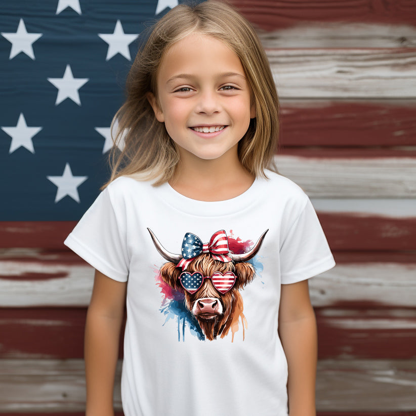 Patriotic Cow (toddler)- 7" wide DTF Transfer