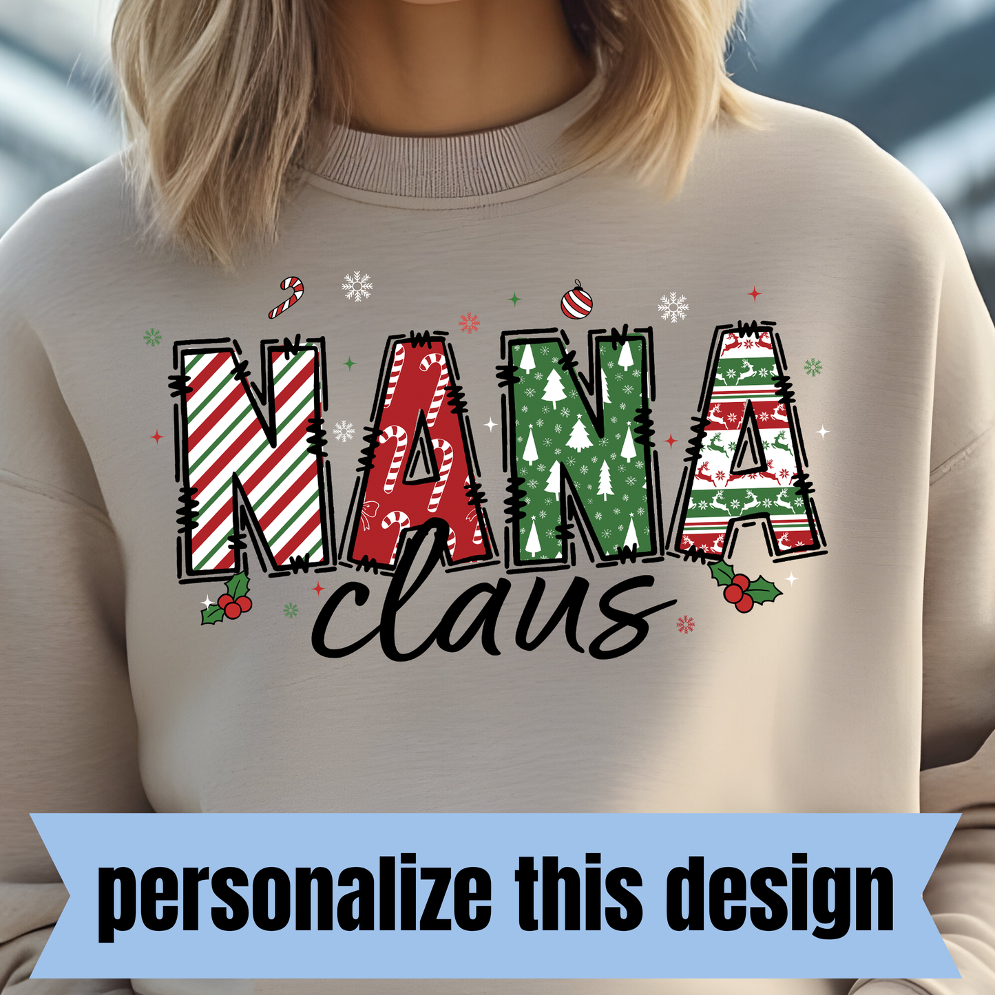 **PERSONALIZED CUSTOM** Custom Claus- Personalized DTF