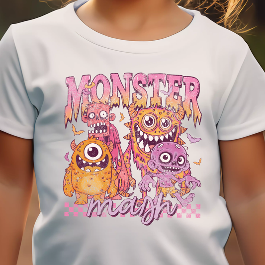Pink Monster Mash (toddler)- 7” wide DTF Transfer