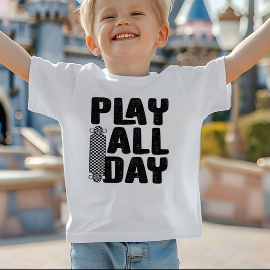 Play All Day (toddler)- Single Color (black)- 11.5" wide Plastisol Screen Print Transfer