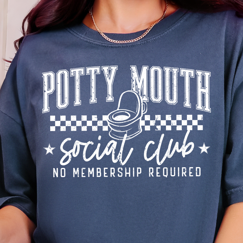 **PREORDER** Potty Mouth Social Club- Single Color (white)- 11.5” wide Screen Print Transfer