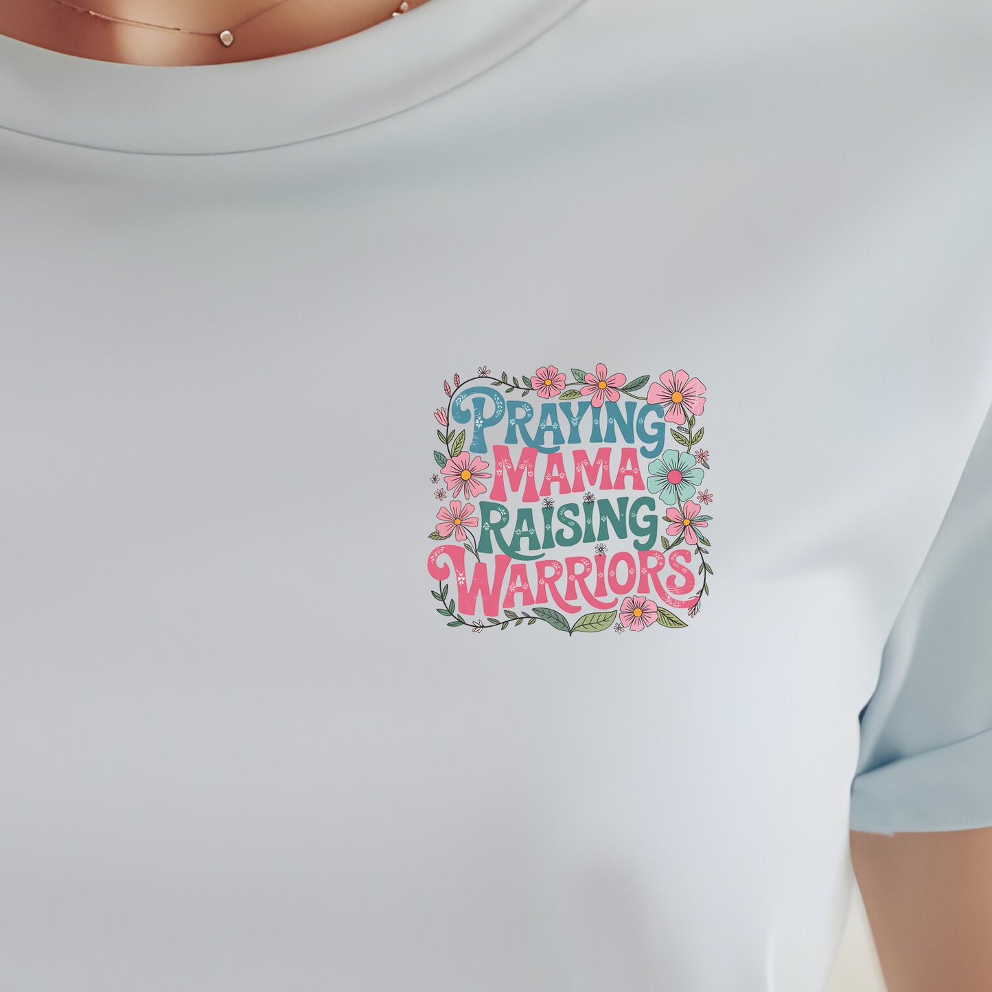 Praying Mama, Raising Warriors (pocket)- 3.1" wide DTF Transfer