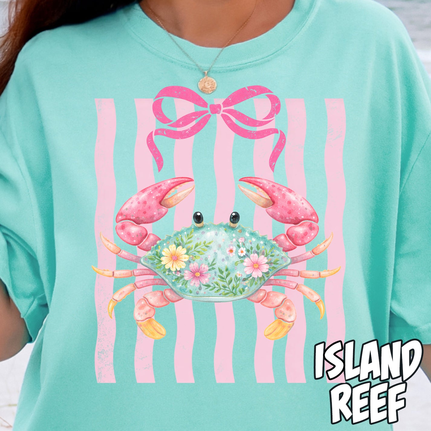 Preppy Floral Crab- Full Color DTF Transfer