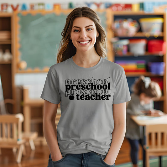 Preschool Teacher- Single Color (black)- 12" wide Screen Print Transfer