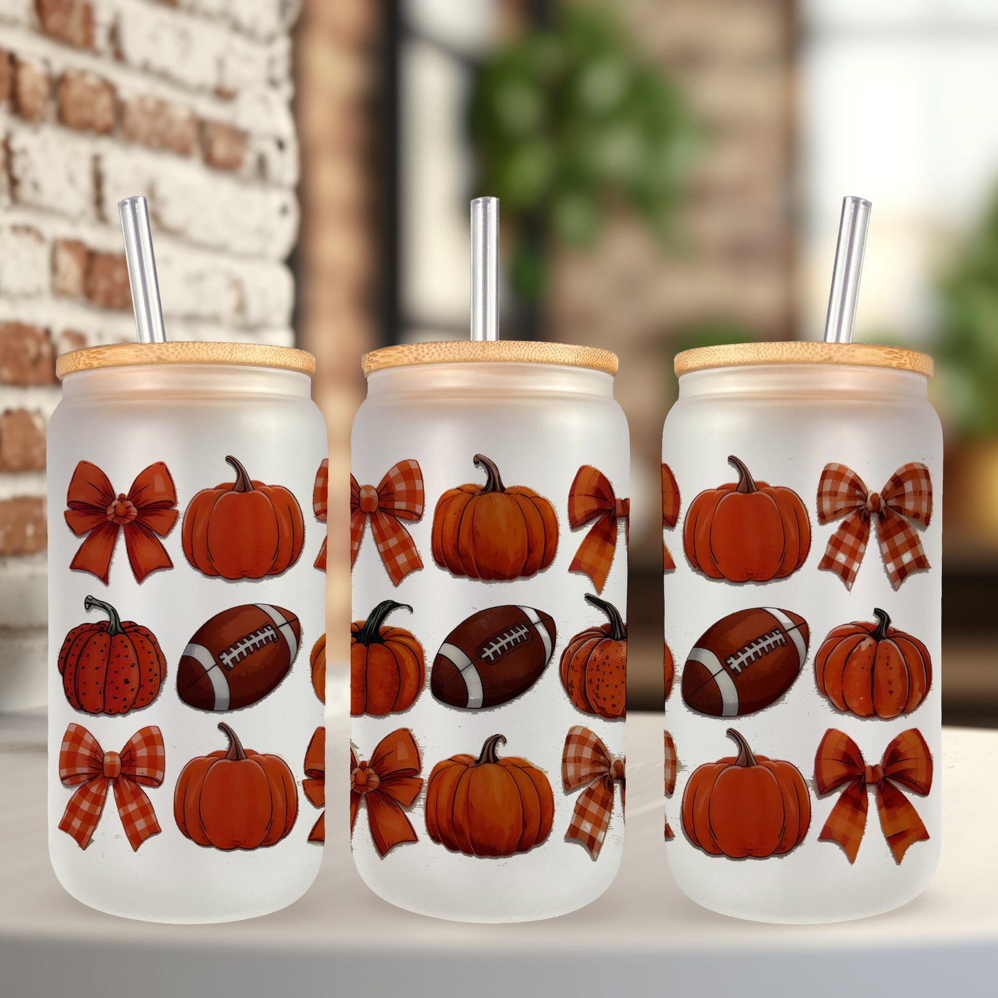 Pumpkin Football UV DTF- 16oz Cup Wrap