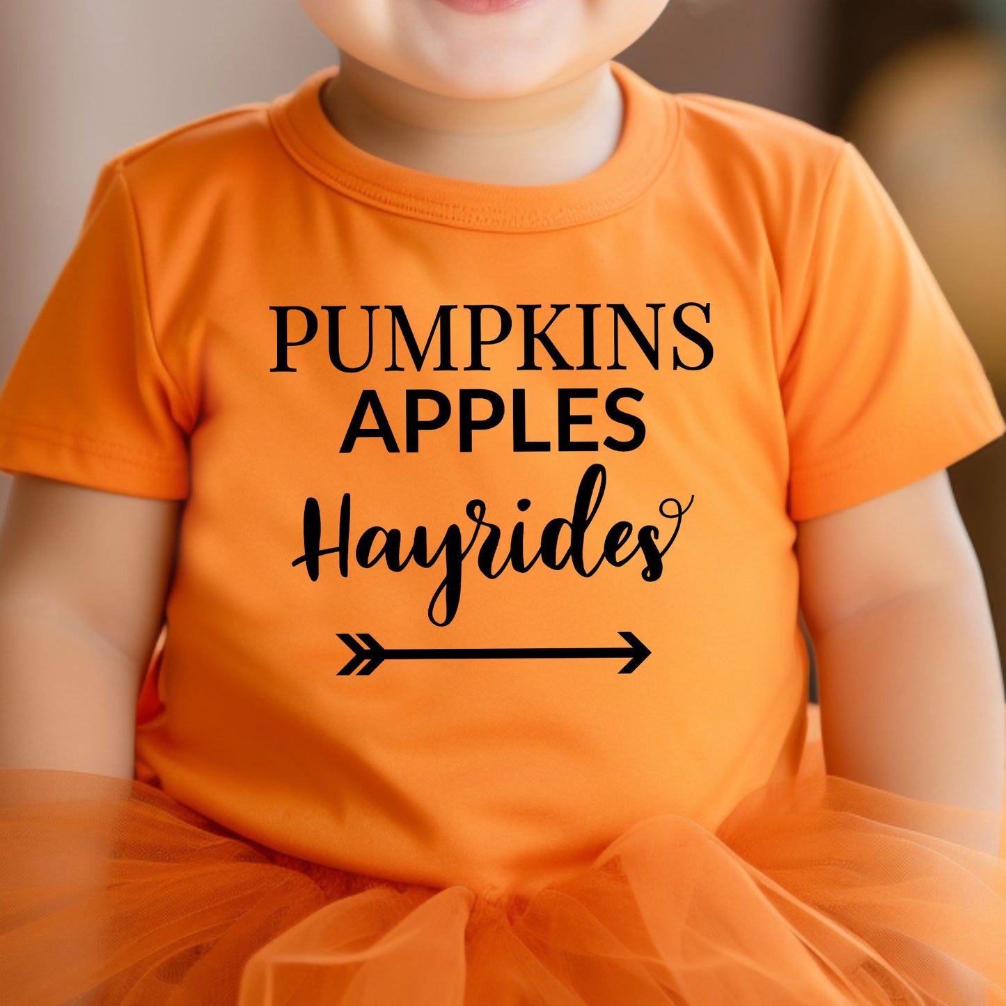 Pumpkins, Apples, Hayrides (toddler)- Single Color (black)- 6.5" wide Plastisol Screen Print Transfer