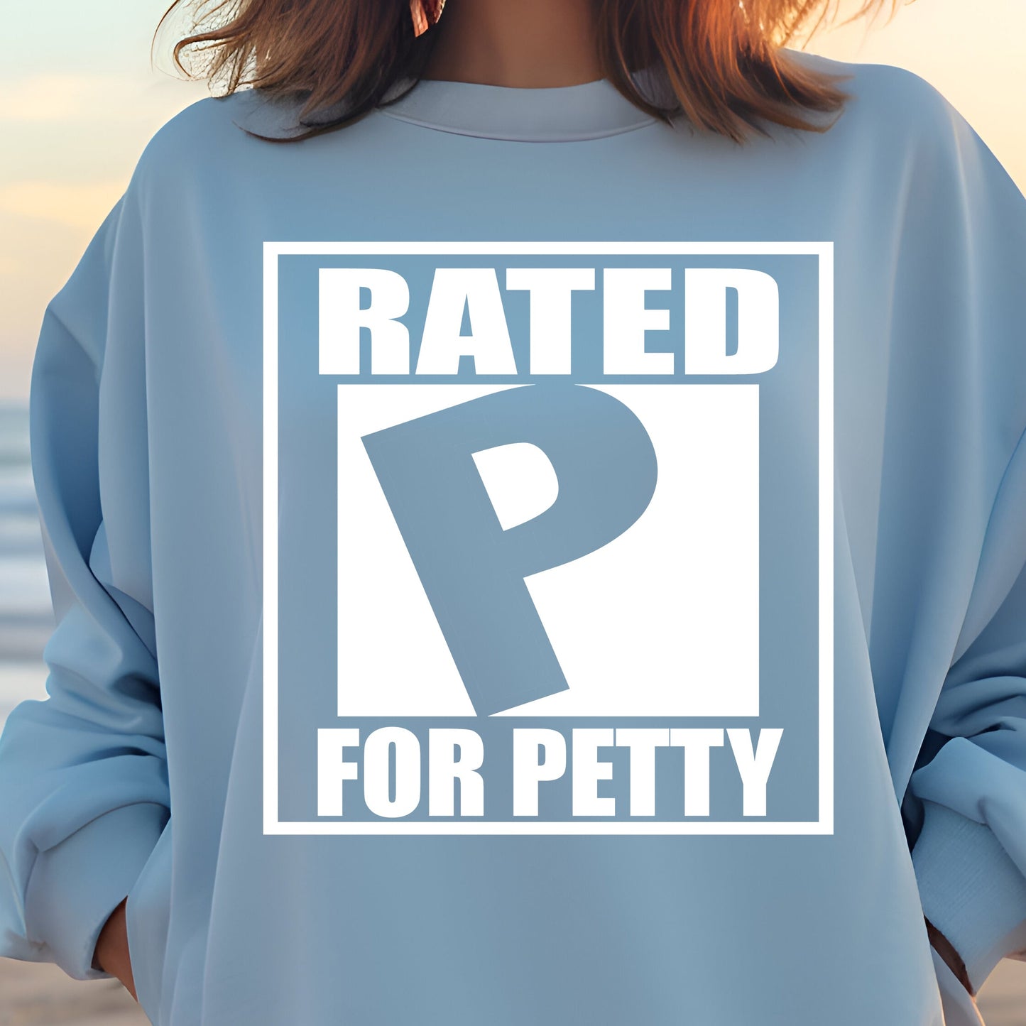 Rated "P" For Petty- Single Color (white)- 11.5" Screen Print Transfer