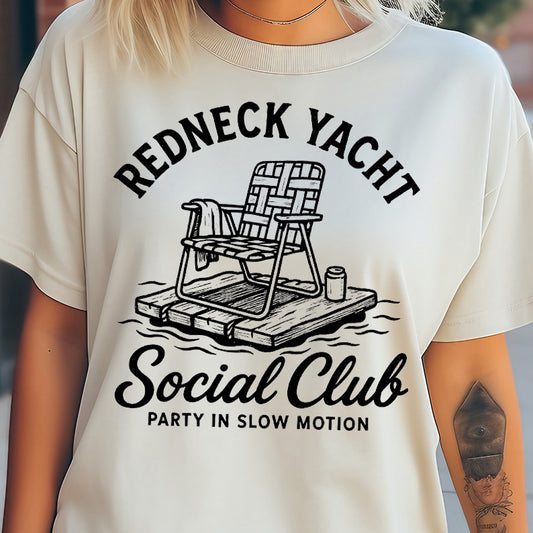 Redneck Yacht Social Club- Single Color (black)- 11.5” wide Single Color Transfer