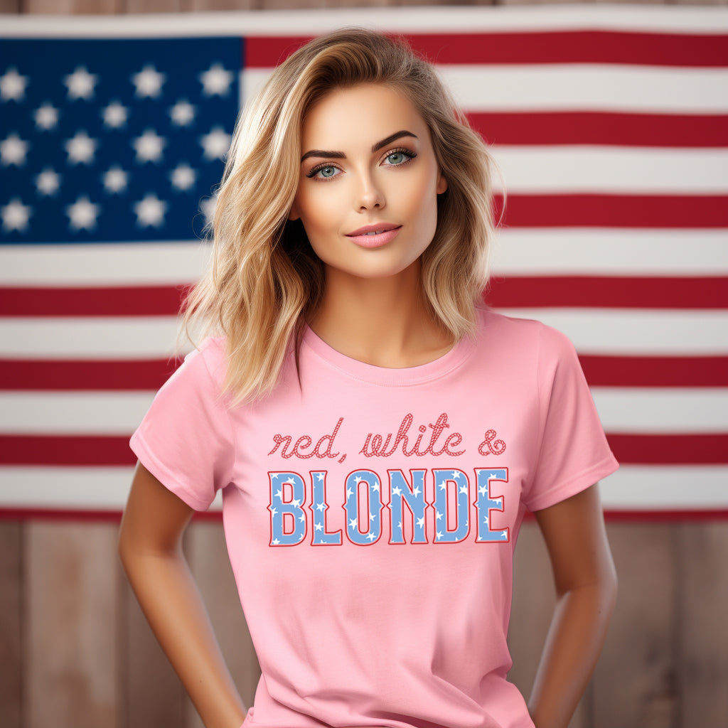 Red, White & Blonde- 11" wide DTF Transfer