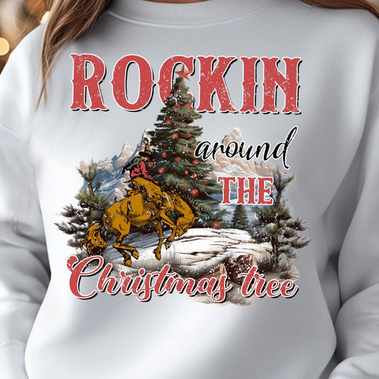Rockin' Around the Christmas Tree- 11" wide DTF Transfer