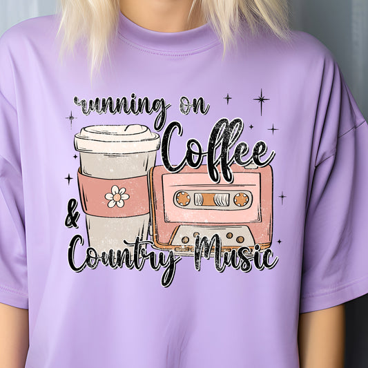 Running on Coffee & Country Music- 11" wide DTF Transfer