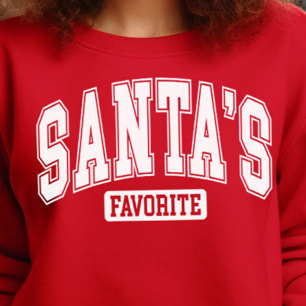 Santa's Favorite- Single Color (white)- 11.5" wide Plastisol Screen Print Transfer