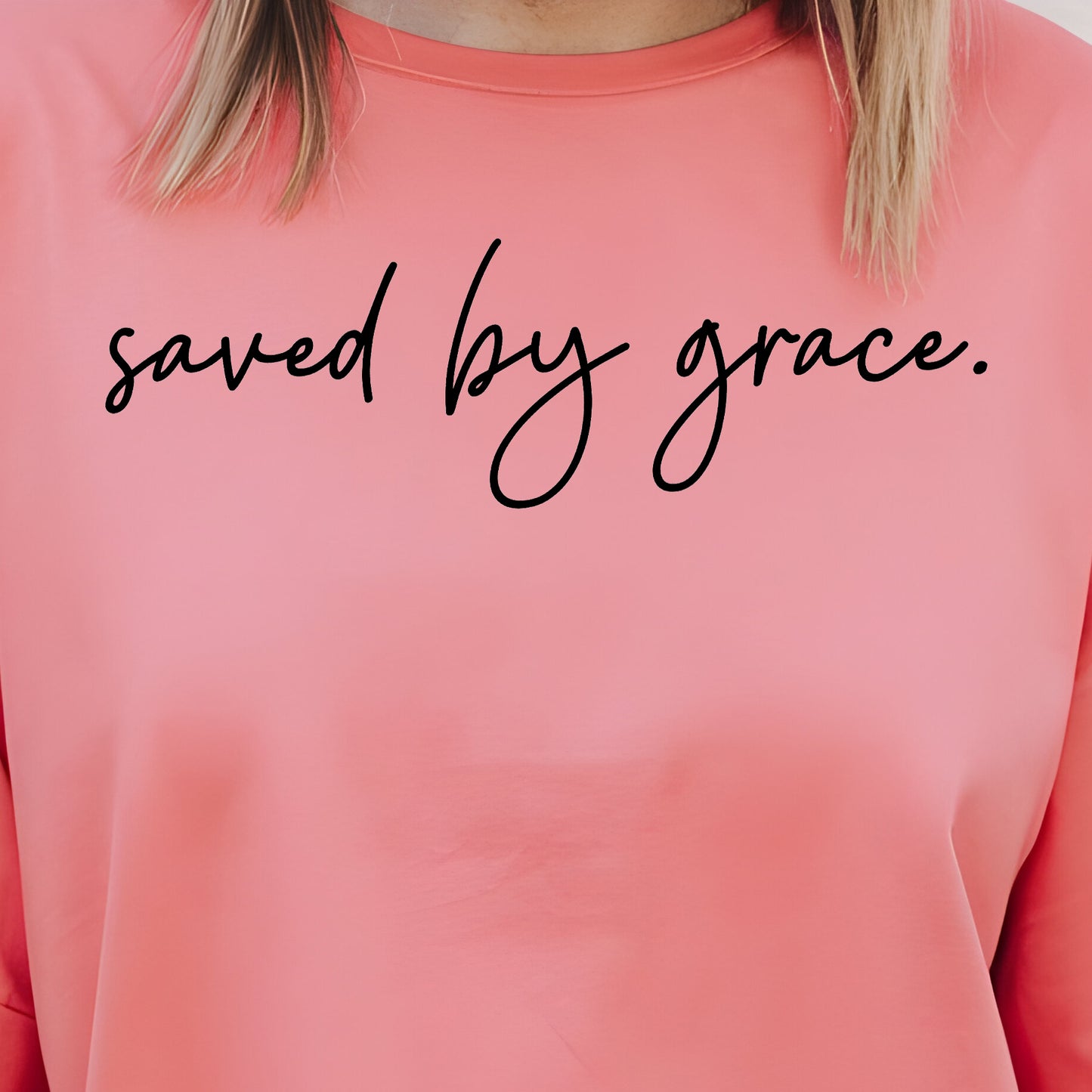 Saved By Grace- Single Color (black)- 11.5” wide Single Color Transfer
