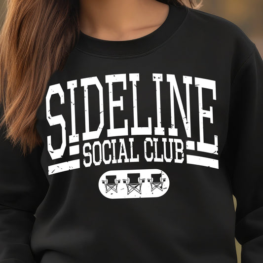 Sideline Social Club- Single Color (white)- 11.5" wide Screen Print Transfer
