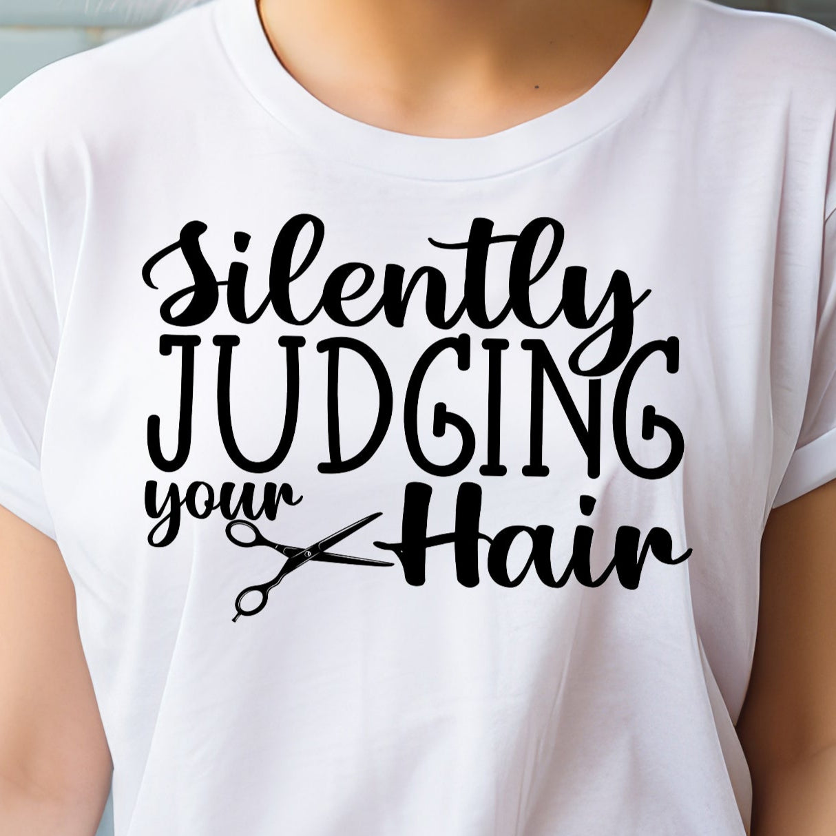 Silently Judging Your Hair- Single Color (black)- 11.5" wide Plastisol Screen Print Transfer