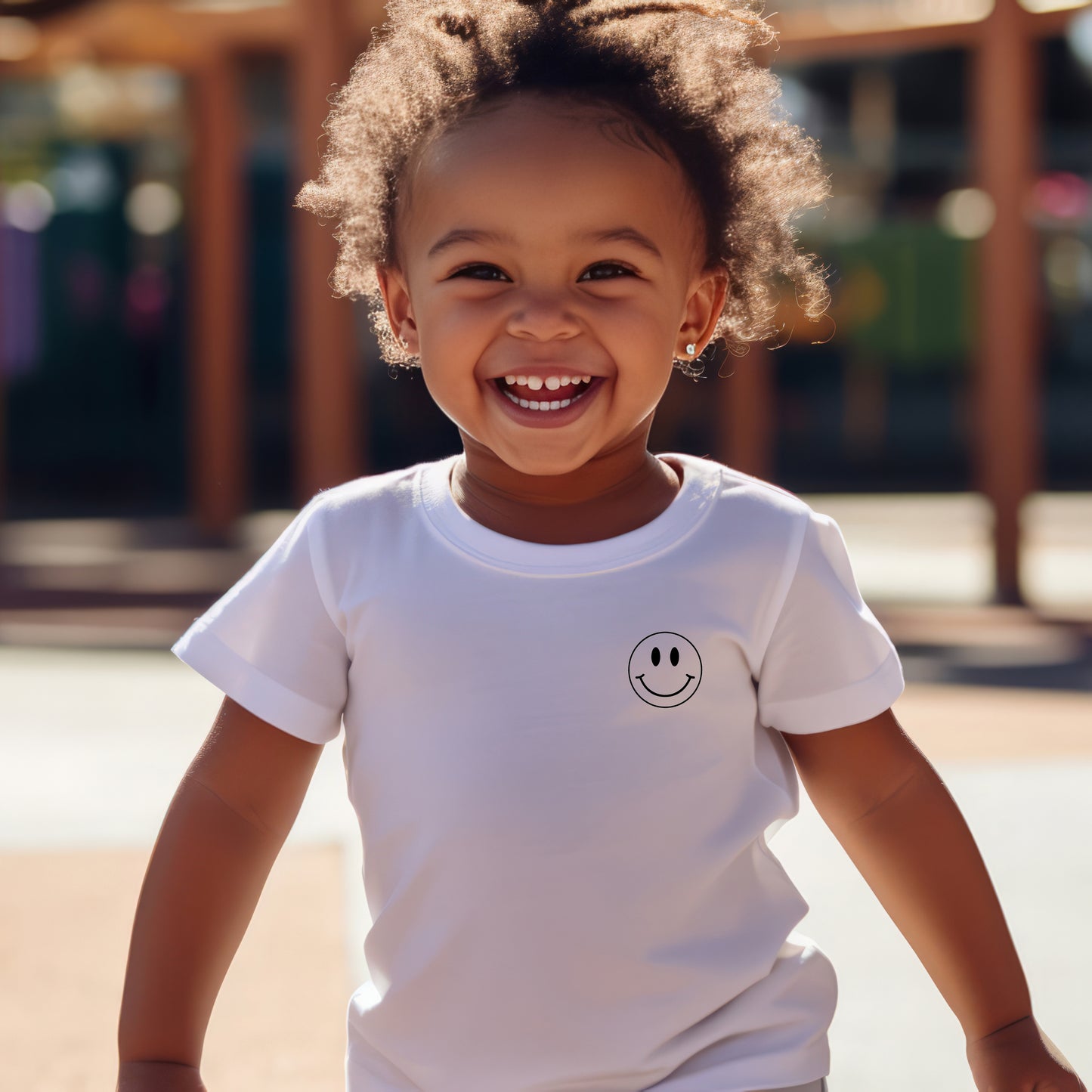 Smiley Face (Toddler Pocket)- Single Color (black)- 1.5" wide Plastisol Screen Print Transfer